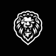 Angry lion head mascot line art logo illustration
