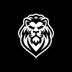 Lion head mascot line art logo illustration