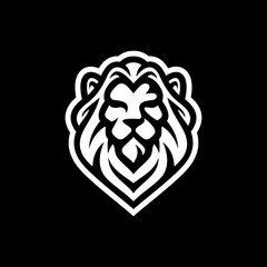 Lion head mascot line art logo illustration