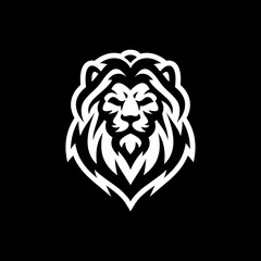 Lion head mascot line art logo illustration