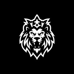 Lion king mascot line art logo illustration