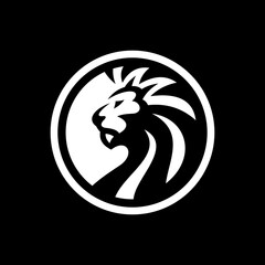 Lion head and circle mascot emblem logo illustration