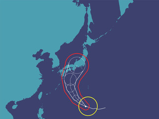 台風のダルトーンな進路予想図

