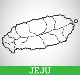 Simple outline map of Jeju, South Korea. Vector graphic illustration.