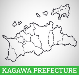 Simple outline map of Kagawa Prefecture, Japan. Vector graphic illustration.