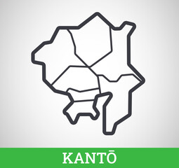 Simple outline map of Kanto region, Japan. Vector graphic illustration.