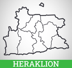 Simple outline map of Heraklion, Greece. Vector graphic illustration.
