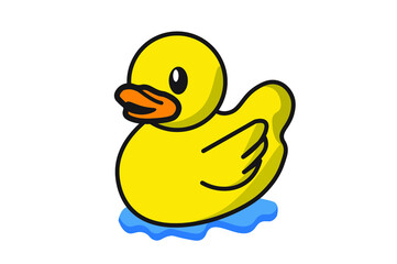 duck swimming vector illustration yellow duck flat design element cartoon style isolated on white background Vector illustration for farm animals. Poultry. Rural concept.