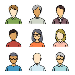 さまざまな人物のアイコンセット