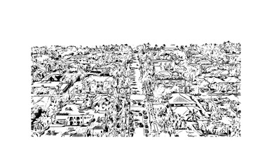 Fototapeta premium Building view with landmark of Naples is the city in Florida. Hand drawn sketch illustration in vector.