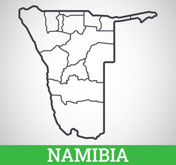 Simple outline map of Namibia. Vector graphic illustration.