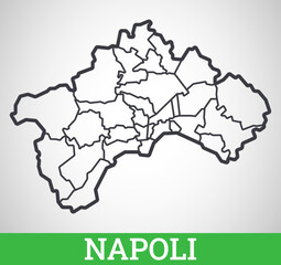 Simple outline map of Napoli. Vector graphic illustration.