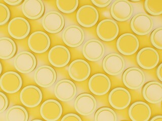 3d background from yellow round buttons with light reflections. Background for design