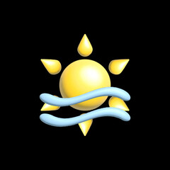3d weather icon volumetric render with glossy sun cloud rain snow, elements for apps and social media.