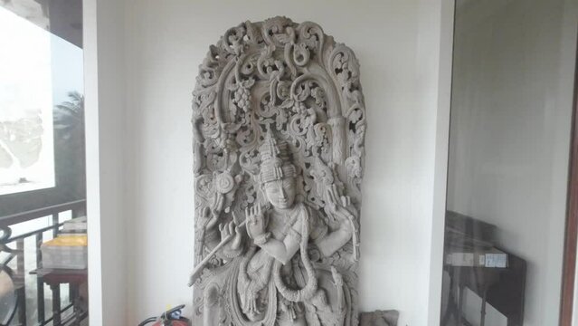 indian historical lord krishna murti statue  in  stone god musiam in chtrpati shivaji maharaj  vastu sngrahlay in mumbai maharahstra