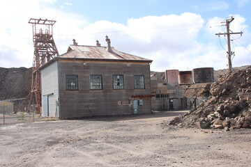 Abandoned mine buildings in the outback city of Broken Hill, New South Wales, Australia.
