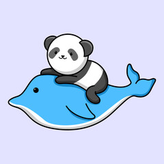cute panda with dolphin cartoon design