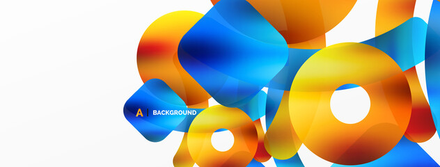 Metallic shiny geometric surfaces, round shapes and circles. Digital web futuristic template for wallpaper, banner, background, card, book Illustration, landing page