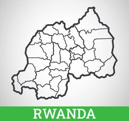 Simple outline map of Rwanda. Vector graphic illustration.