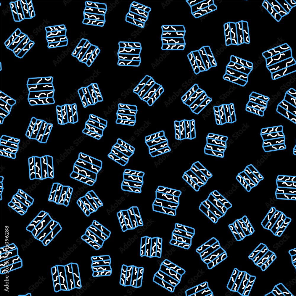 Poster line folded map icon isolated seamless pattern on black background. vector
