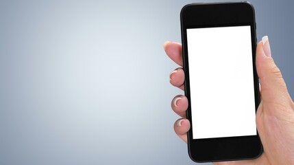 Hand holding the smartphone with blank screen