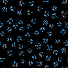 Line Stingray icon isolated seamless pattern on black background. Vector