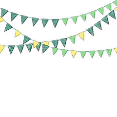Obraz premium Cute bunting set green and yellow decorating party and copy space for your text.