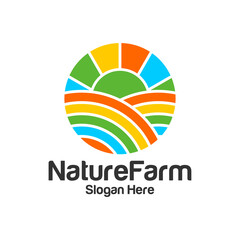Color Farm Logo Design Template. Farm logo concept vector. Creative Icon Symbol