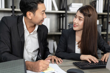 Business Corporate team brainstorming, Planning Strategy having a discussion Analysis investment researching with chart at office. Business meeting concept