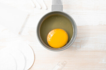 Egg for strengthening and hair care. Natural product for healing and recovery.