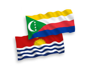 Flags of Union of the Comoros and Republic of Kiribati on a white background