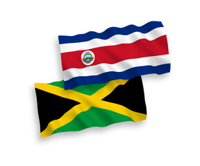 Flags of Republic of Costa Rica and Jamaica on a white background