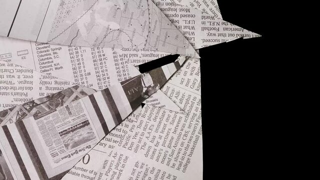 Paper transition  stop motion ,4k Paper animation, slow motion over black png background, chromakey, folding. More elements in our portfolio.