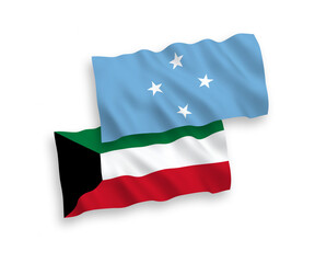 Flags of Federated States of Micronesia and Kuwait on a white background