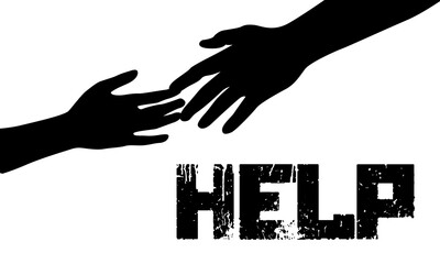 Seeking for help concept. Helping hands vector isolated. Togetherness or partnership logo.