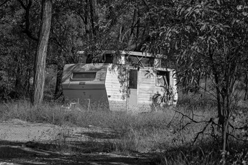 Old Caravan Abandoned In The Bush By A Sapphire Miner At Rubyvale Queensland Australia