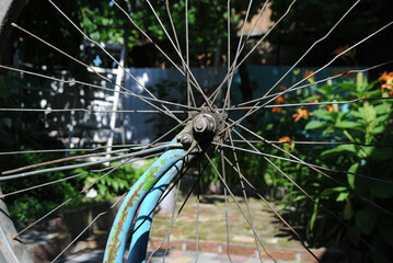 Wheel of old bicycle