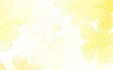 Behang Light Yellow vector doodle texture with flowers © smaria2015