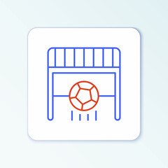 Line Football goal with ball icon isolated on white background. Colorful outline concept. Vector
