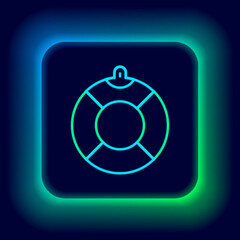 Glowing neon line Lifebuoy icon isolated on black background. Lifebelt symbol. Colorful outline concept. Vector