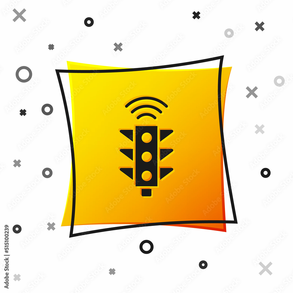 Poster black smart traffic light system icon isolated on white background. internet of things concept with 