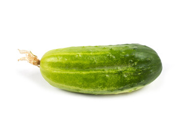 Natural cucumber on a white background.
