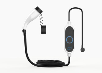 Portable Ev Charger Electric Vehicle Car Charger Type 2. 3d illustration