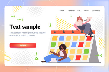 businesswomen planning day scheduling appointment in online calendar app agenda meeting plan time management