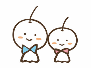 かわいい梅雨のてるてる坊主／手描きイラスト