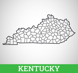 Simple outline map of Kentucky, America. Vector graphic illustration.