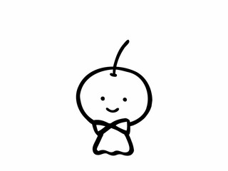 かわいい梅雨のてるてる坊主の塗り絵／手描きイラスト