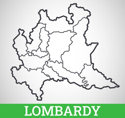 Simple outline map of Lombardy, Italy. Vector graphic illustration.