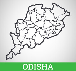 Simple outline map of Odisha, India. Vector graphic illustration.