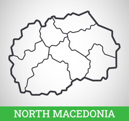 Simple outline map of North Macedonia. Vector graphic illustration.